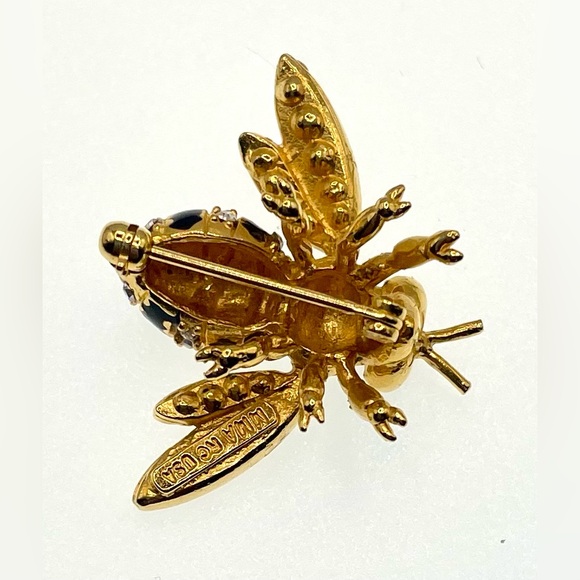 Signed MMA British Collection 24K Gold Plated Faberge Bumble Bee Brooch Pin - Picture 10 of 11